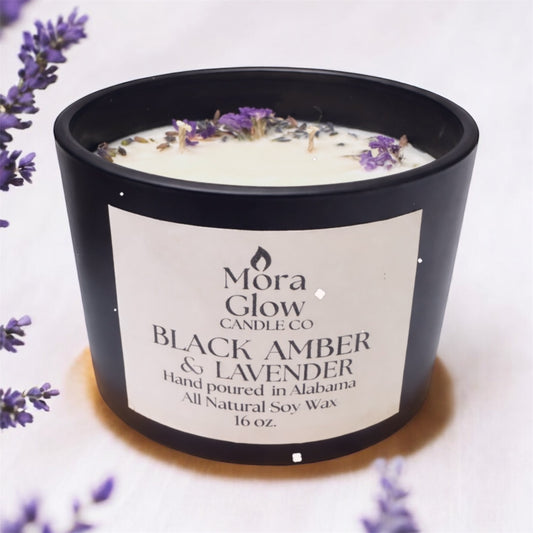 Black Amber & Lavender Soy Candle ★★★★★- 8oz & 16oz