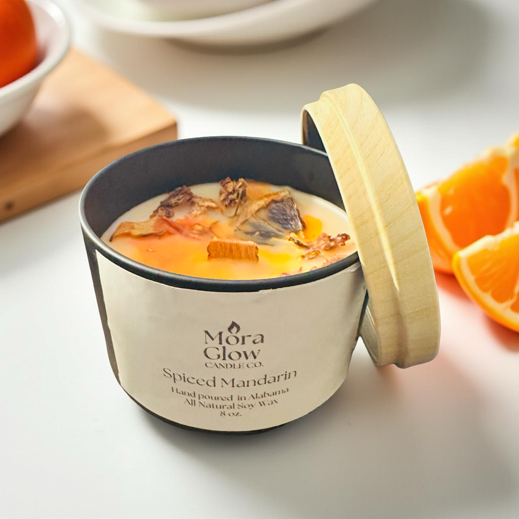Spiced Mandarin soy candle, 8oz, citrus and spice blend for cozy, invigorating fragrance