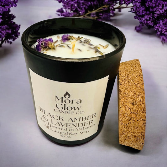 Black Amber & Lavender Soy Candle ★★★★★- 8oz & 16oz